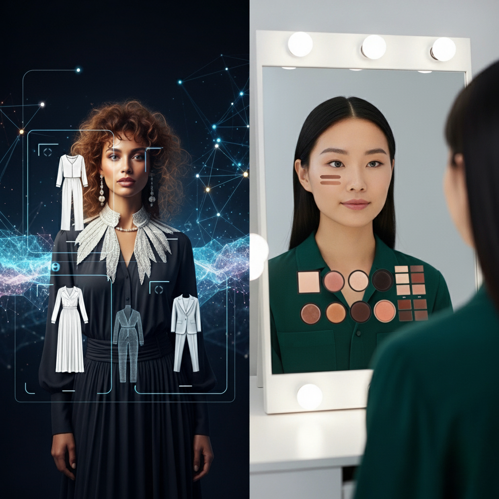 two women trying on clothes and make up in the face app
